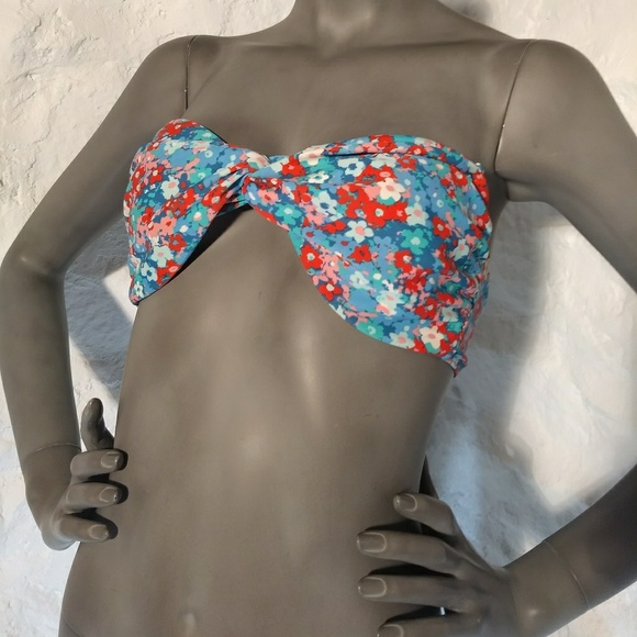 aerie Other - Aerie tie back bandeau floral bikini top size L